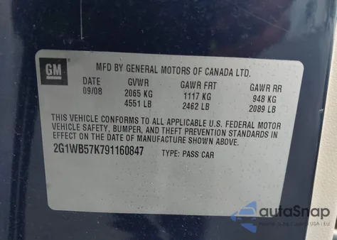 2009 Chevrolet Impala Ls z USA, uszkodzony, nr VIN 2G1WB57K791160847